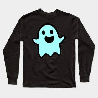 Charming Baby Blue Ghost Sticker: Adorable Vinyl Decal for Spooky-Cute Enthusiasts! Long Sleeve T-Shirt